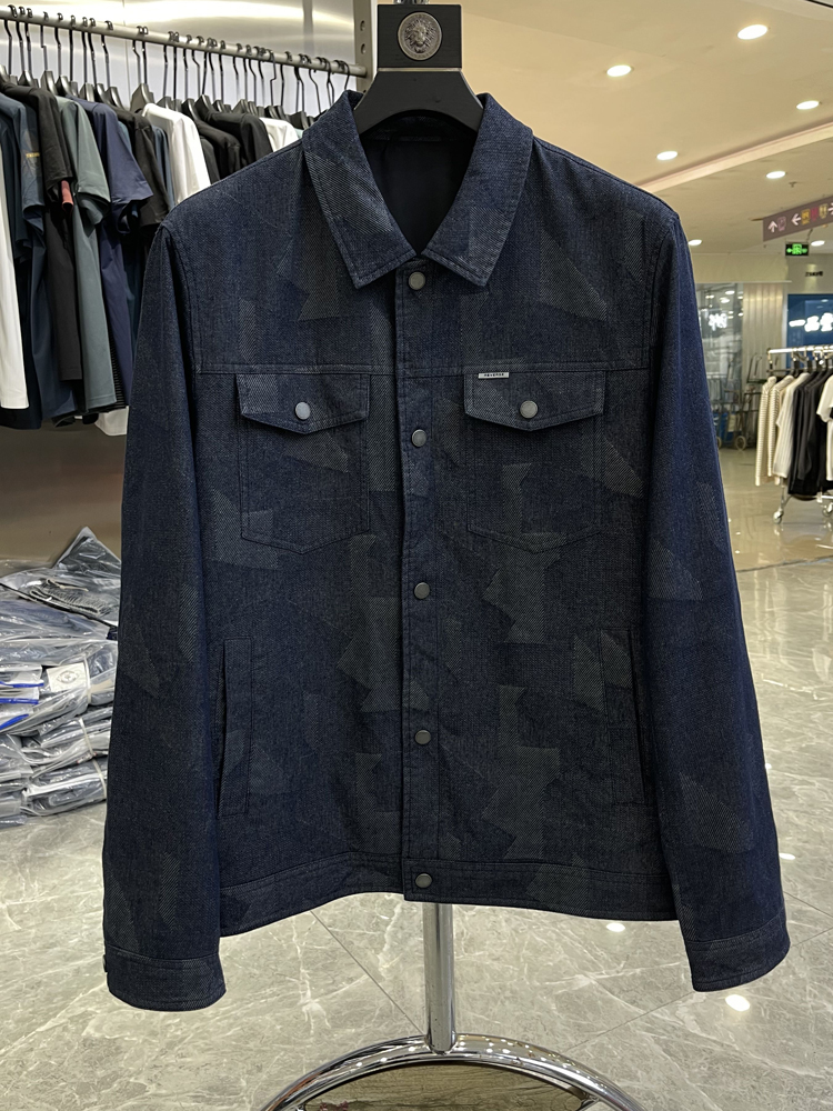 （021）春新男牛仔外套几何涂鸦翻领夹克一线品牌撤柜尾货休闲