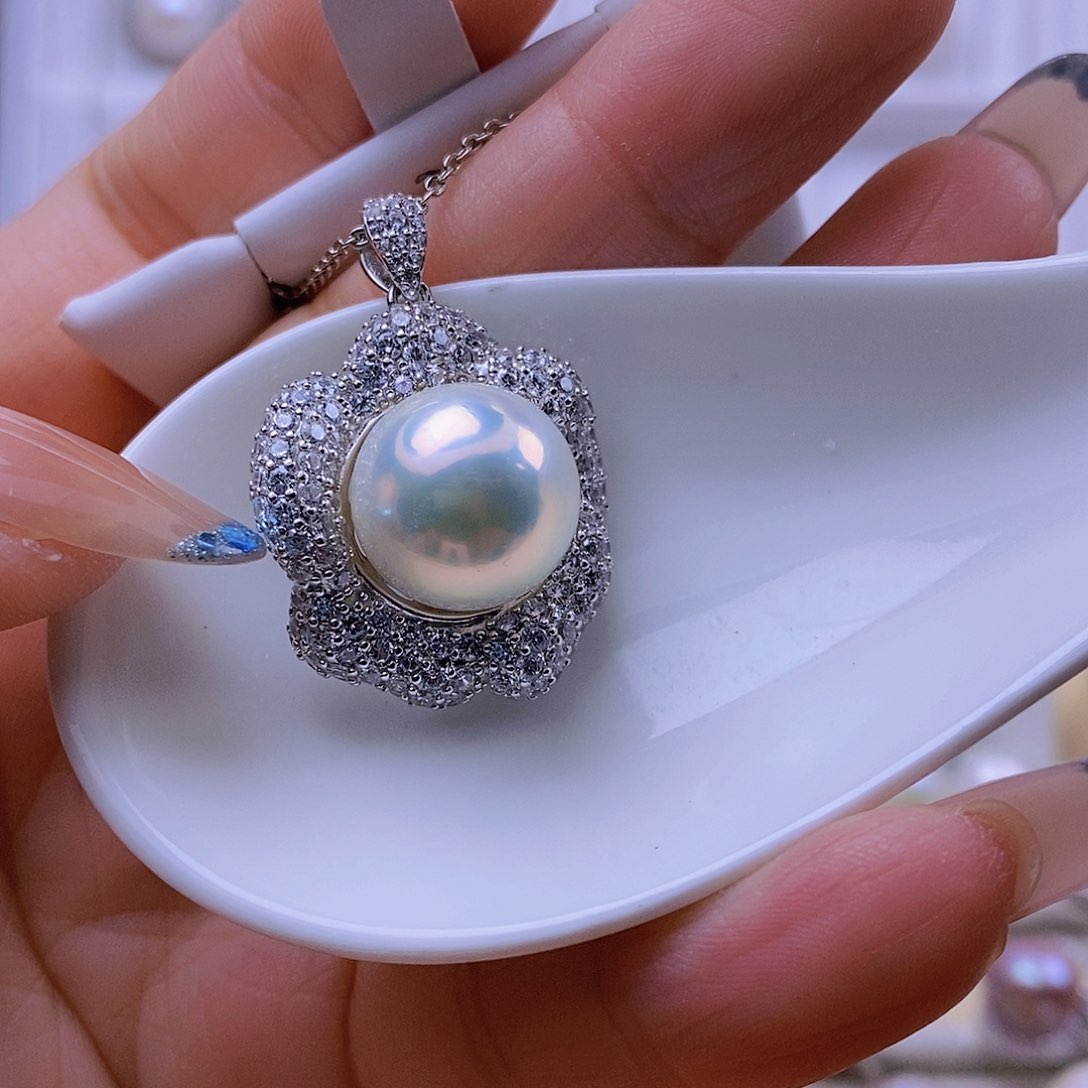 淡水珍珠银S925镶嵌吊坠(赠链)瑜