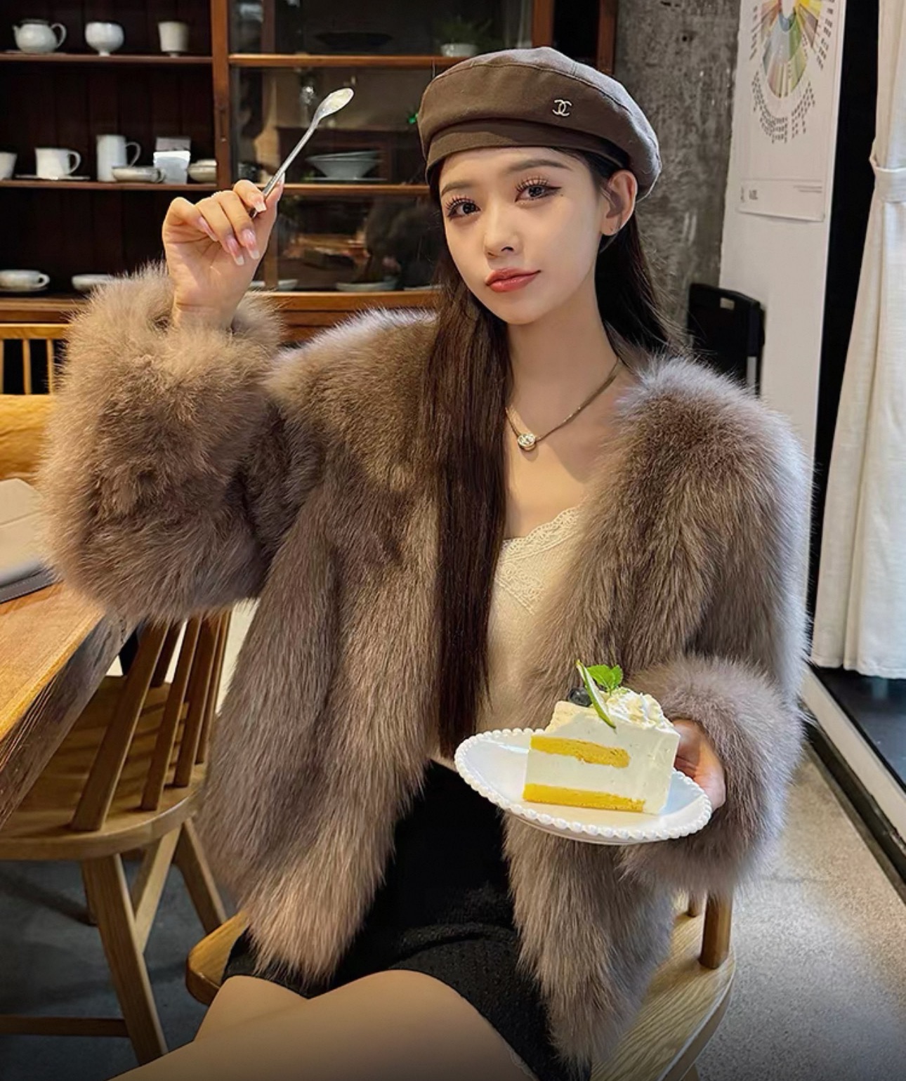 【暖冬芬兰】海宁秋冬1毛毛外套年轻气质时尚百搭名媛显瘦环保皮草