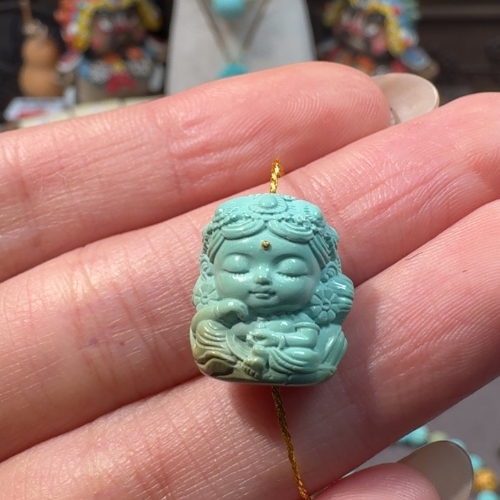 绿松石未镶嵌度母配饰