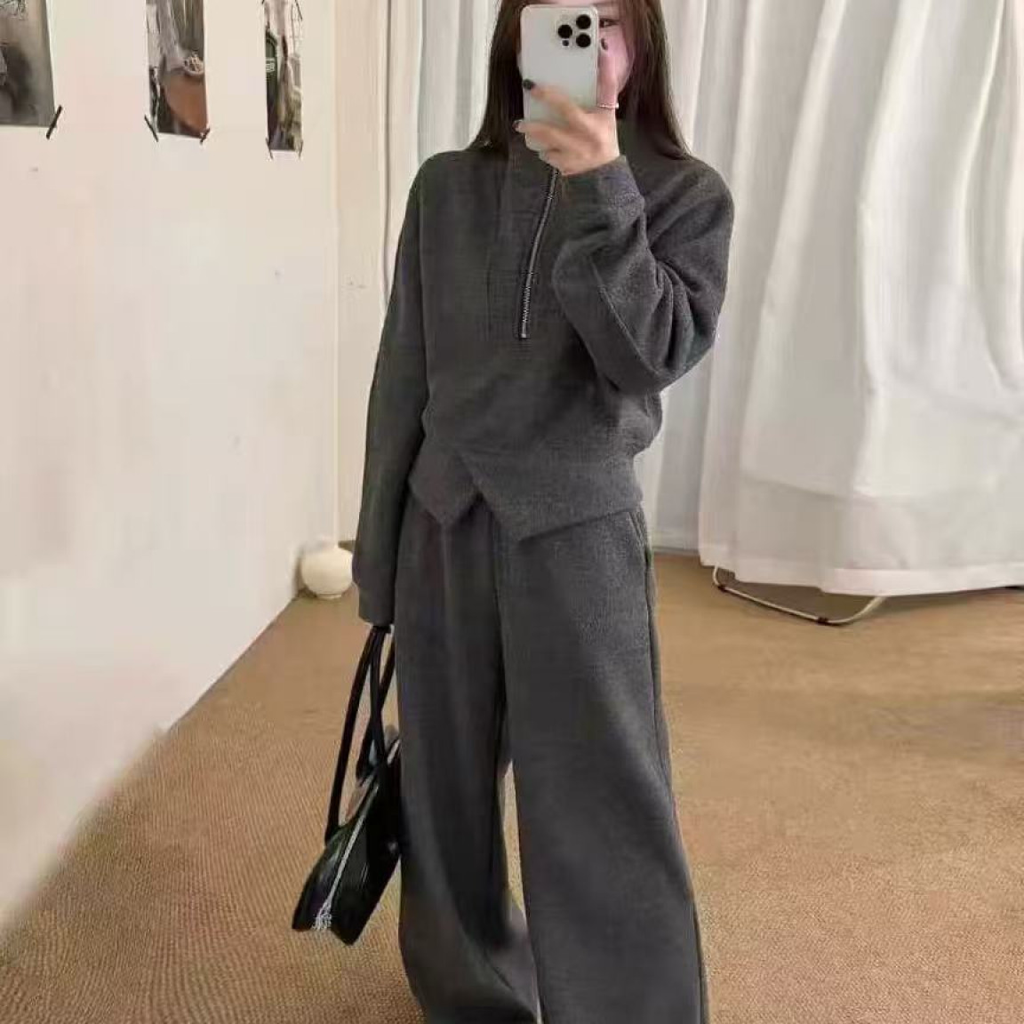 新款半拉链休闲卫衣套装1901