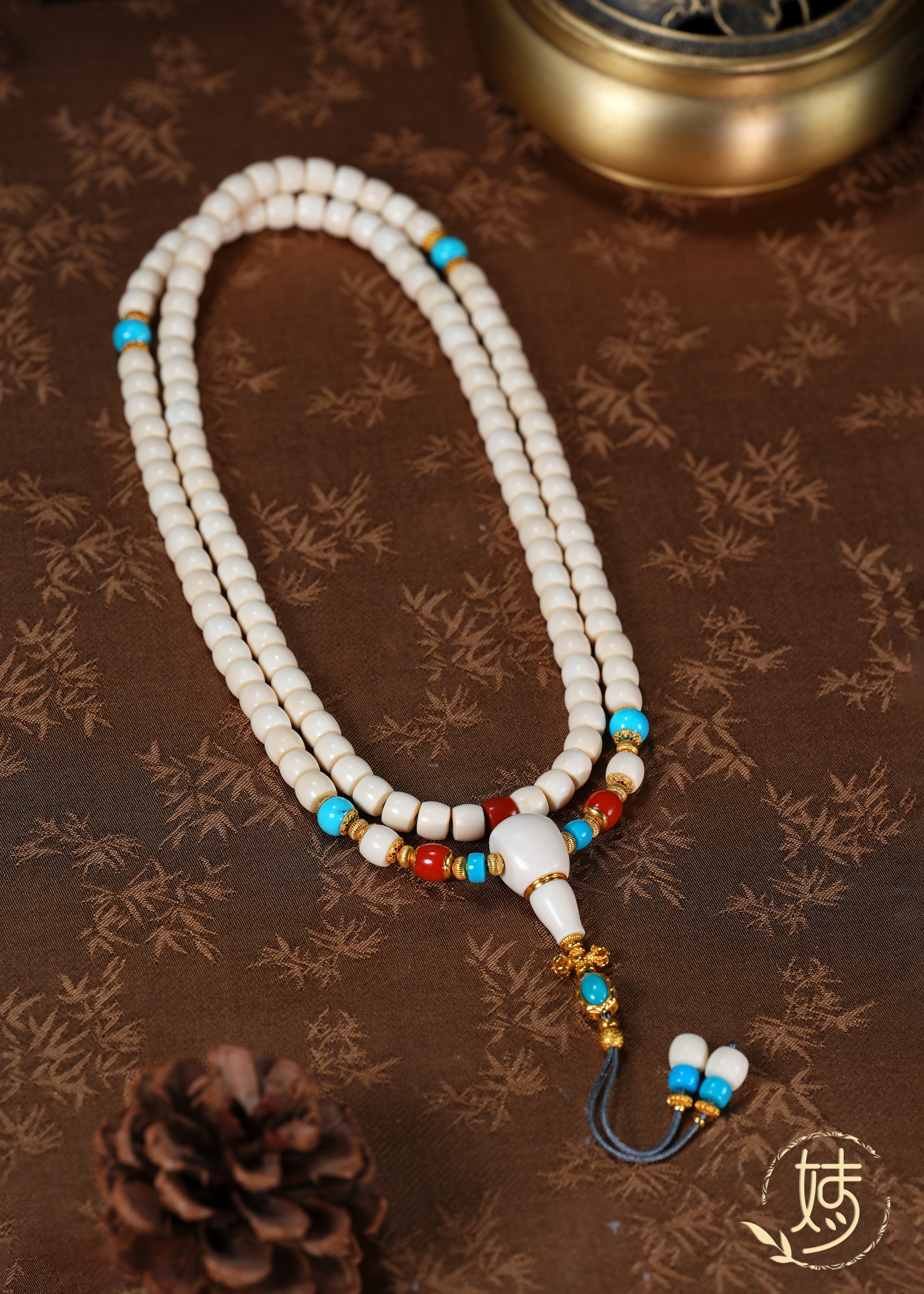 【婧婧精选】高阶典藏 · 猛犸直切DIY18k三通108项链  高级文玩风