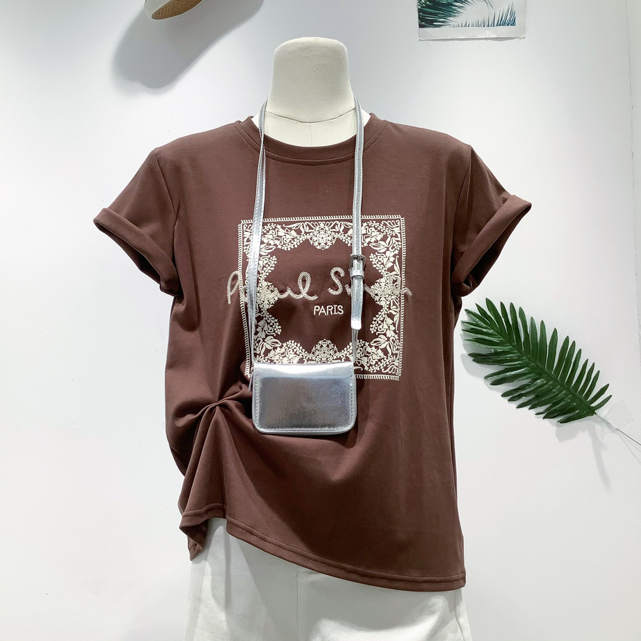 耐磨短袖极简风印花抗皱吸汗T恤常规通勤INS风常规款 8812