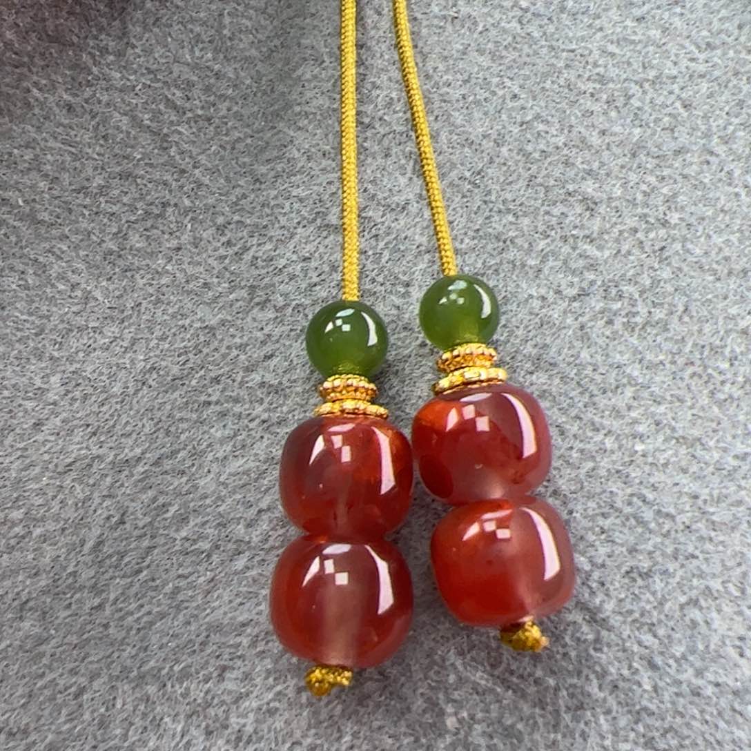 南红玛瑙冰飘花老型套装6+未镶嵌