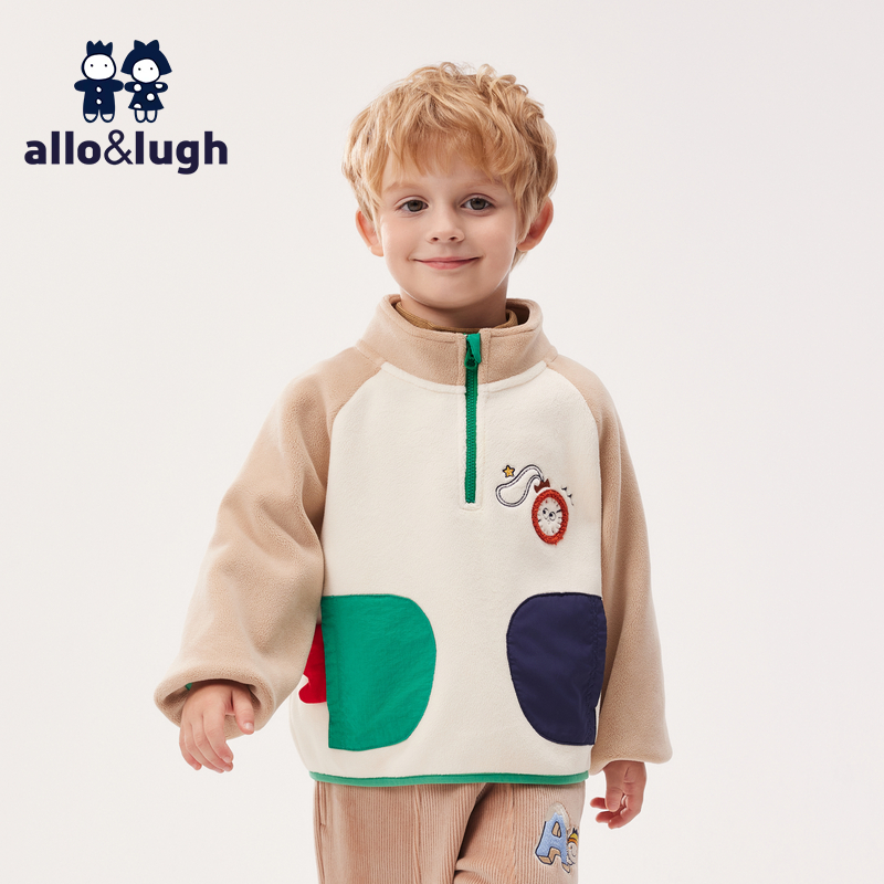 阿路和如男童外套摇粒绒刺绣男宝儿童上装夹克