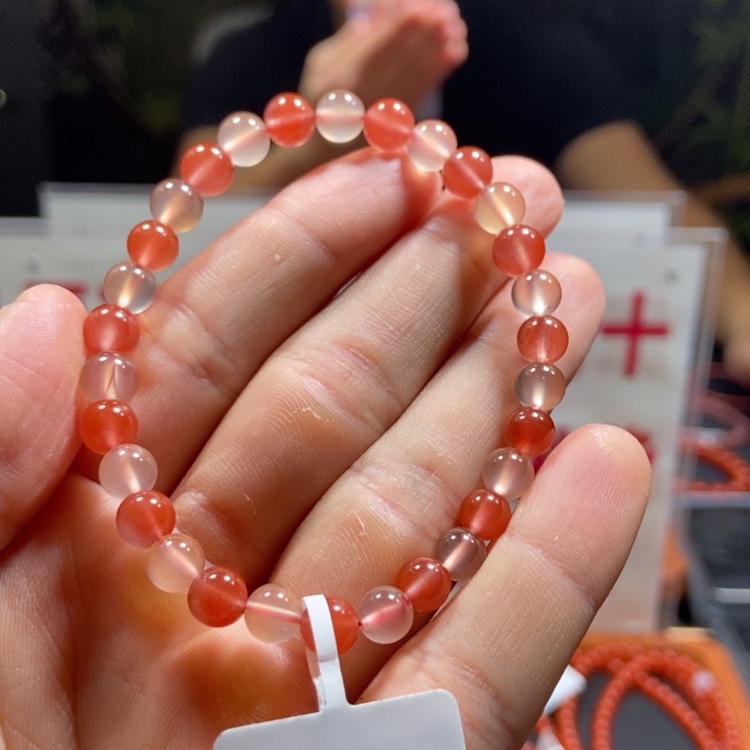 南红玛瑙6mm+多宝单圈未镶嵌