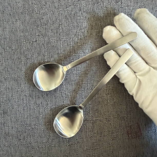 奥威棒材沙光圆头小甜品勺茶勺点心勺两只
