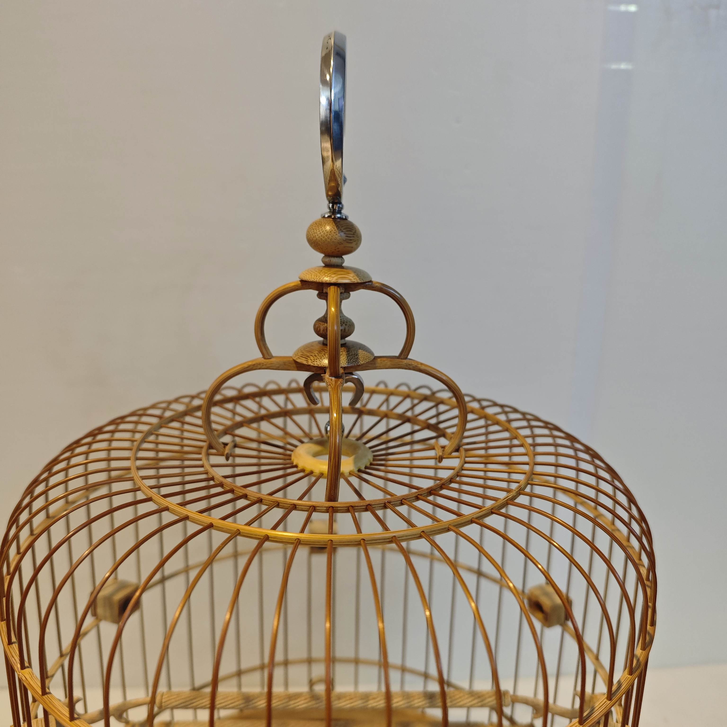 金青绣眼通用型鸟笼老竹留青九波脚九波门52枝正装波笼