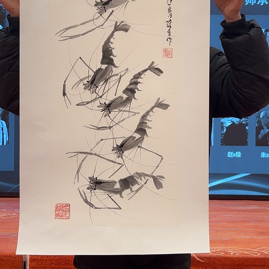 国画李庆宣国画作品带授权视频合影