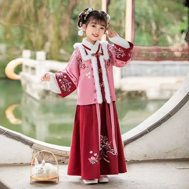 【暮雪】国风系列女童重工裙子 红色