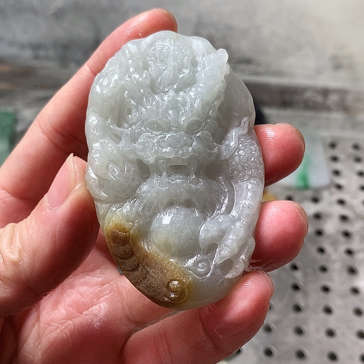 未镶嵌定制翡翠小*子缅甸翡翠手工龙牌