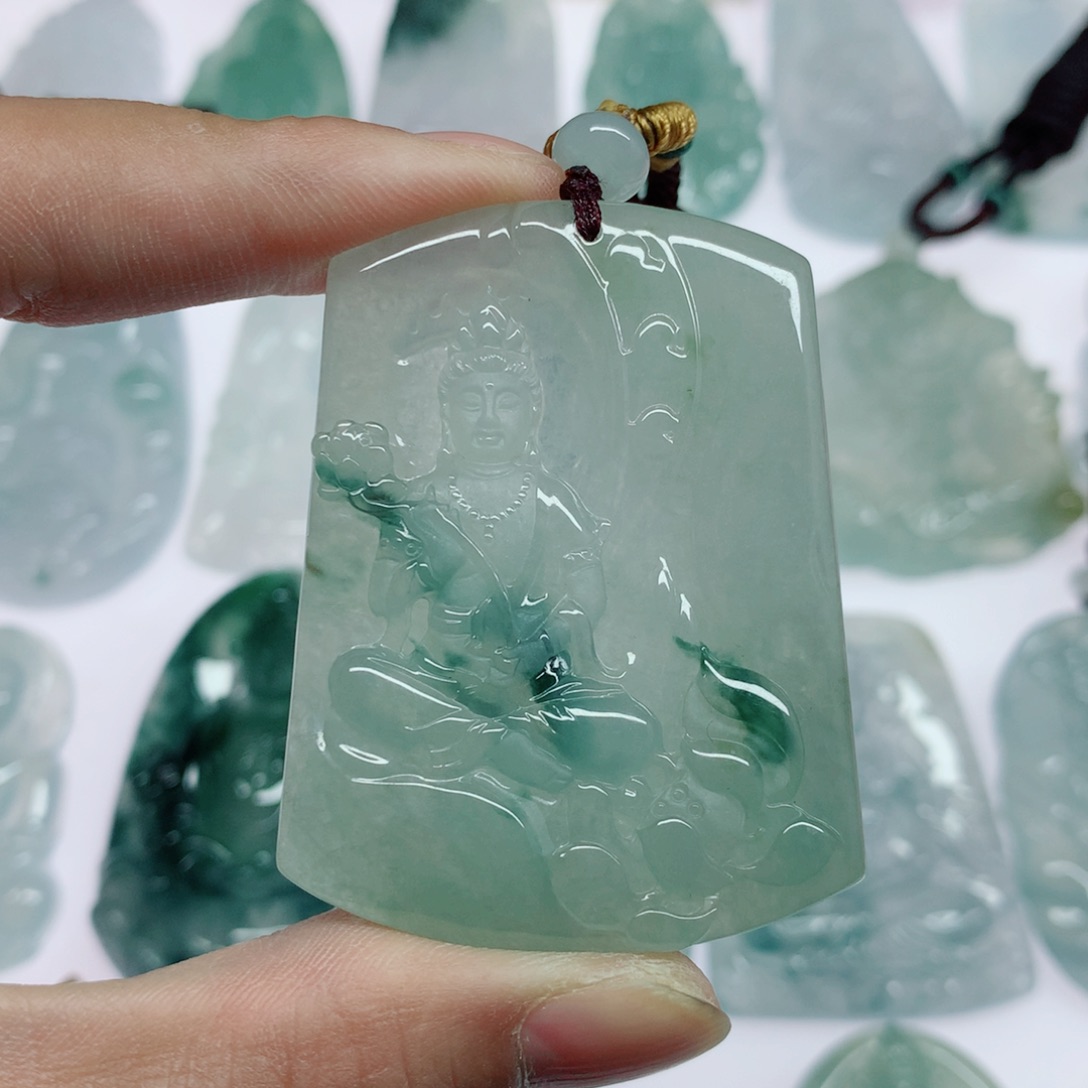 暖***。翡翠未镶嵌挂件大势至