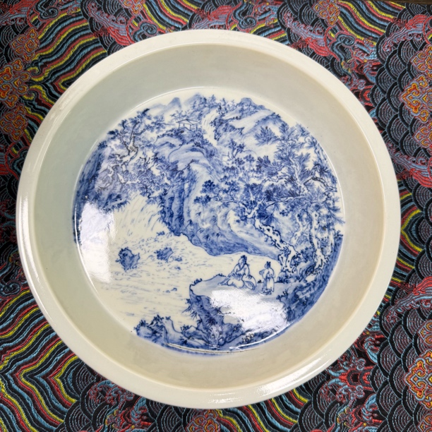 景德镇陶瓷20.5厘米内外满绘手工手绘瑕品（有干裂）圆壶承干湿泡台