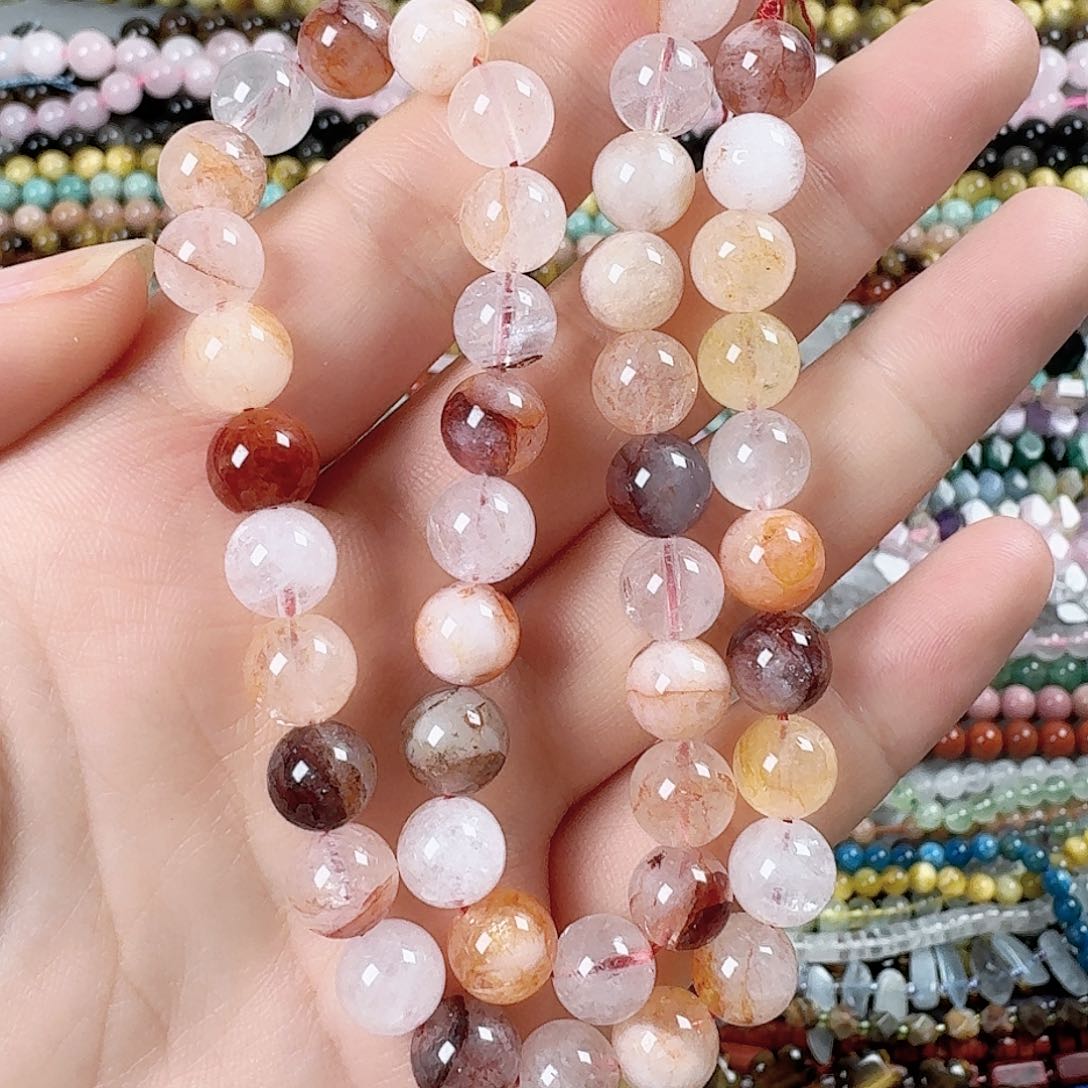 玛瑙/玉髓未镶嵌珠宝半成品卡8红焦花一条