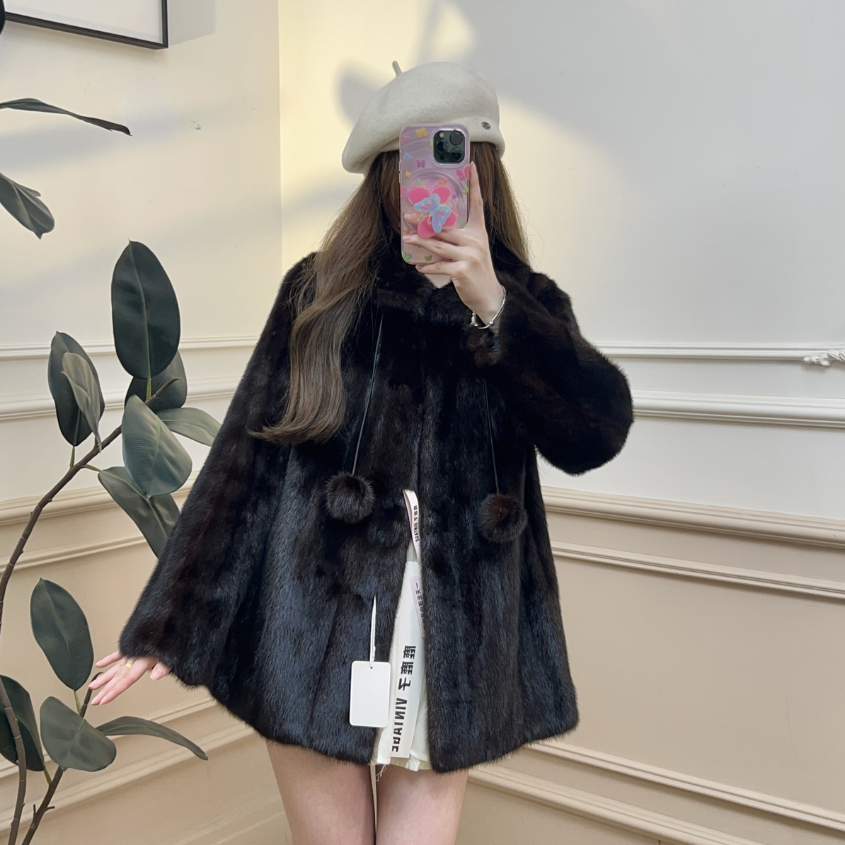 【S08】深色系娃娃领毛球减龄小款