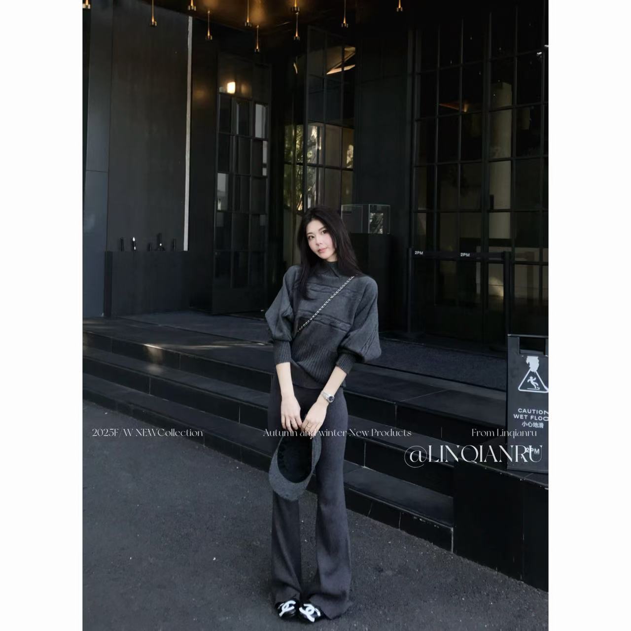 【林千入·米兰往事】新款气质显瘦高级感灰色两件套时尚套装