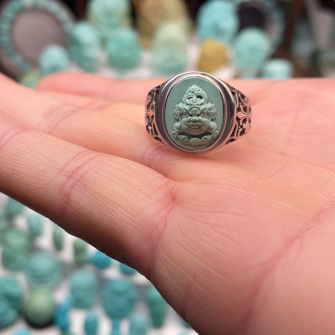 绿松石银S925镶嵌戒指