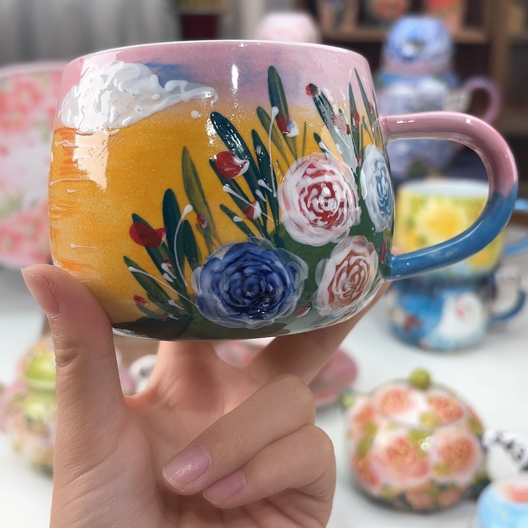 景德镇手绘高温釉下彩陶瓷茶具