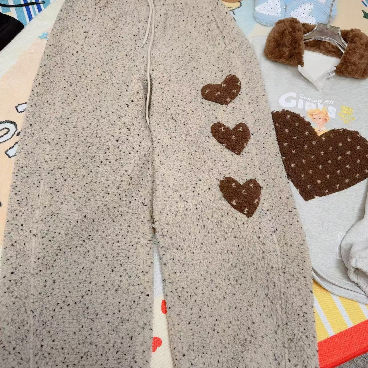 《晓辰推荐》韩版简约宽松抽绳软糯保暖休闲长裤女冬款