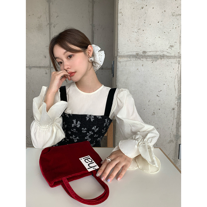  NEWOPEN 春季法式小众圆领纯色设计感长袖衬衫女F1896