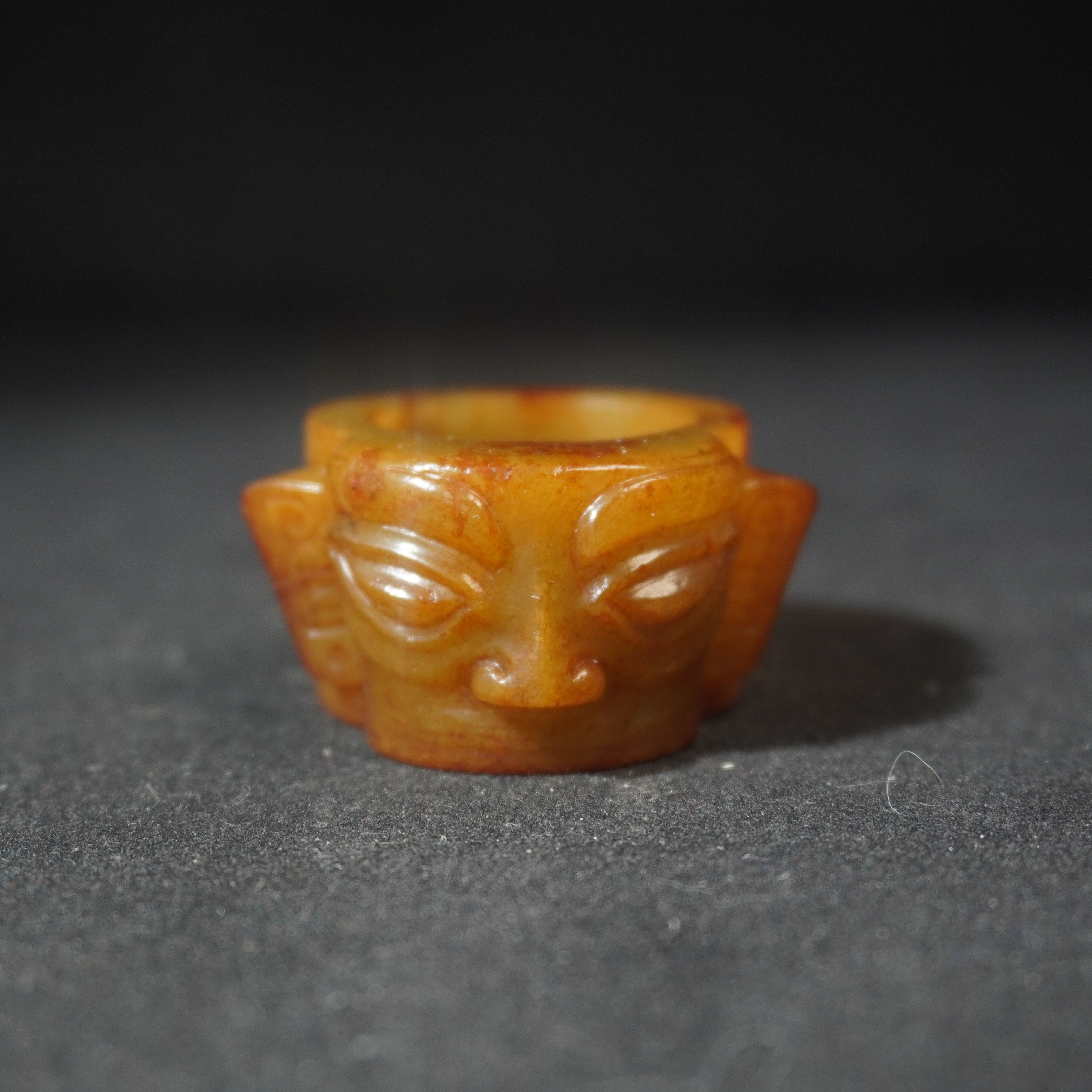 5SQ25  明  和田玉神人面扳指