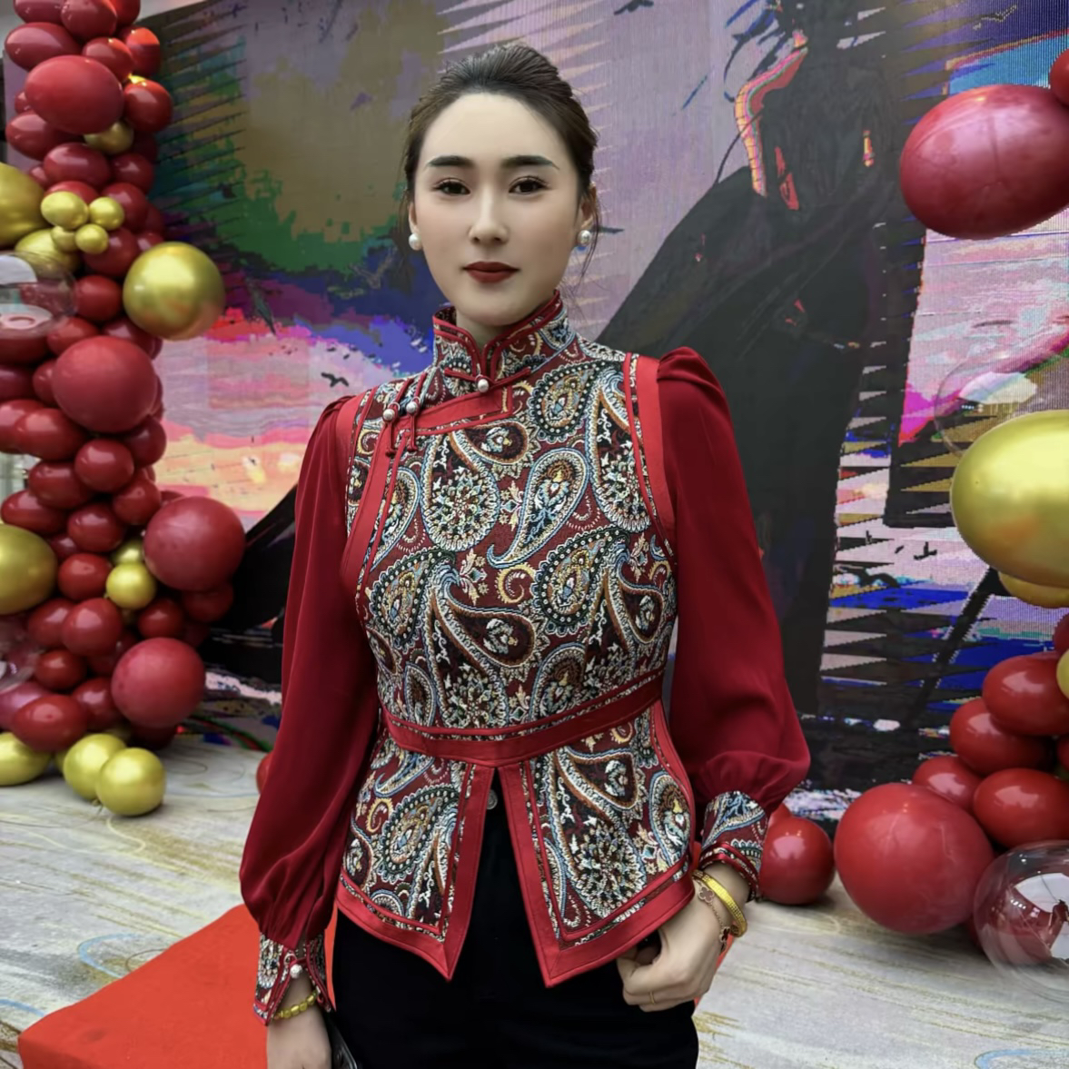 【蒙克】M0148腰果花假两件蒙古马甲