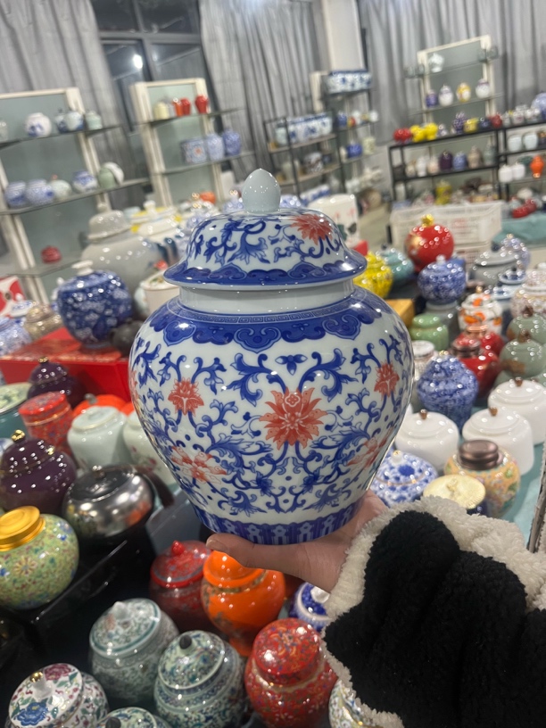 青花缠枝莲大号将军茶叶罐