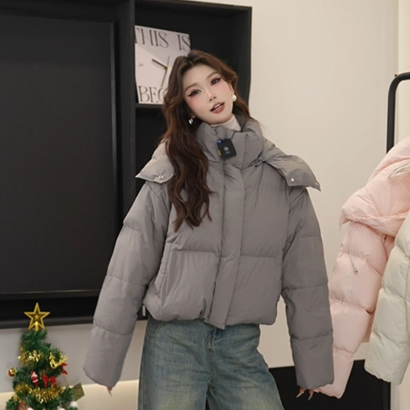  2025年新款时尚连帽面包服外套女装羽绒服