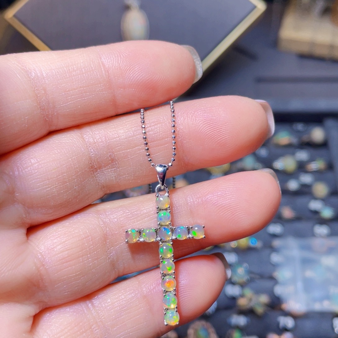 欧泊项链〉银S925镶嵌