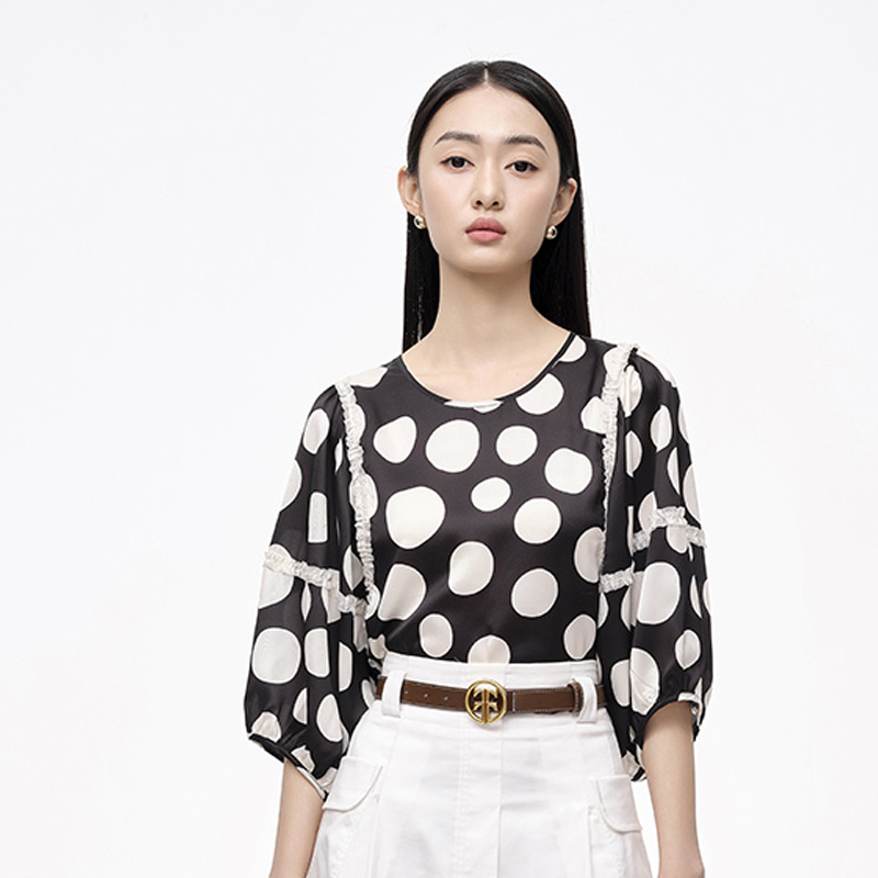 【直播专享】商场同款夏季新品时尚气质波点气球衫N024A42006