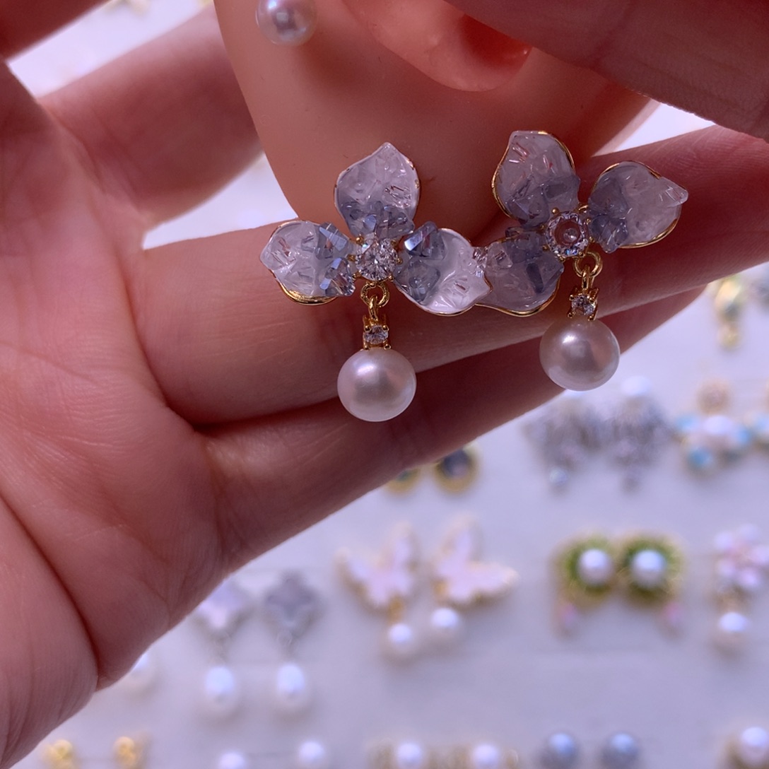 合金淡水珍珠耳饰