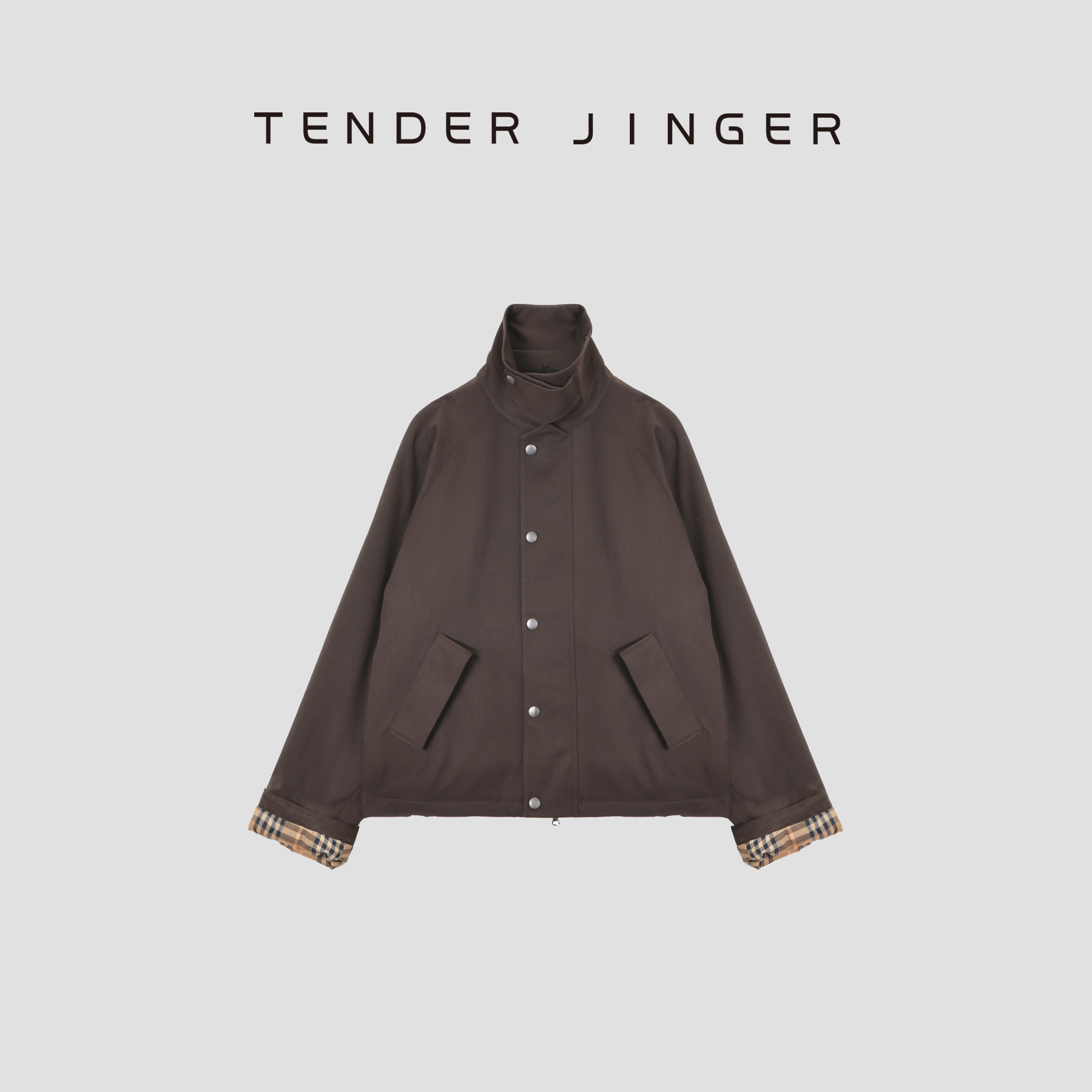 Tender Jinger｜线下专供 翻领廓形格子外套T54WM50187