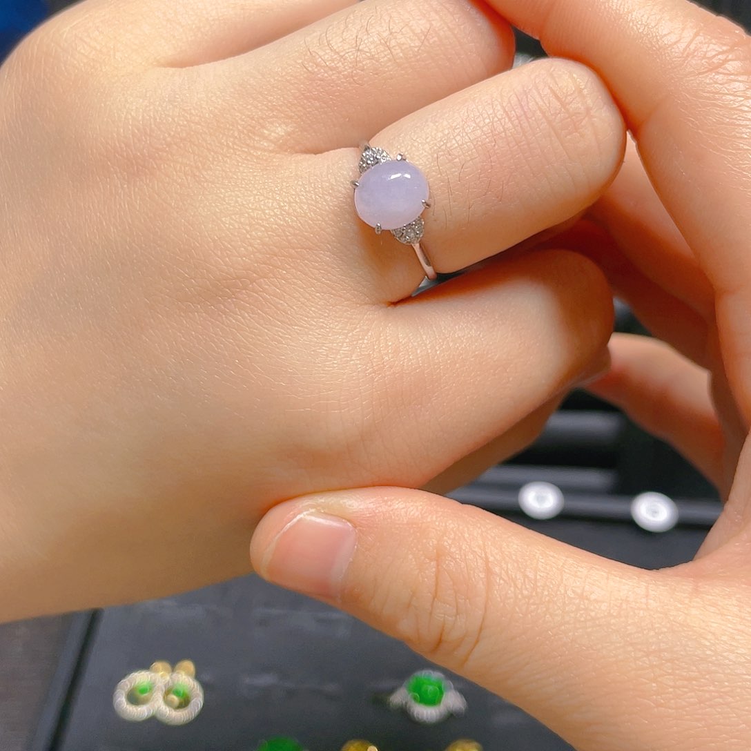 翡翠戒指银S925镶嵌戒指