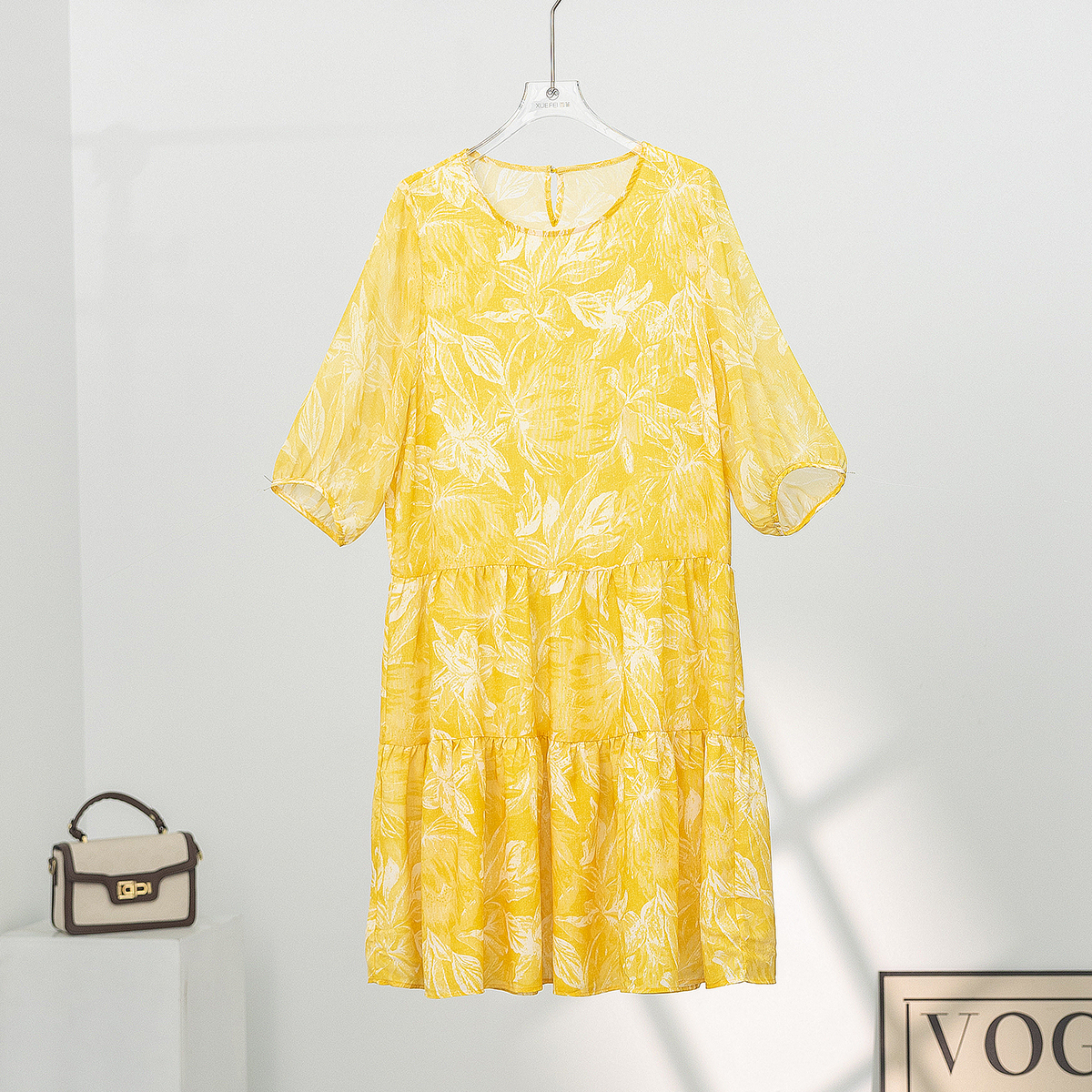 无印心匠B250 通勤A字裙时尚休闲风连衣裙碎花长裙印花夏k1659