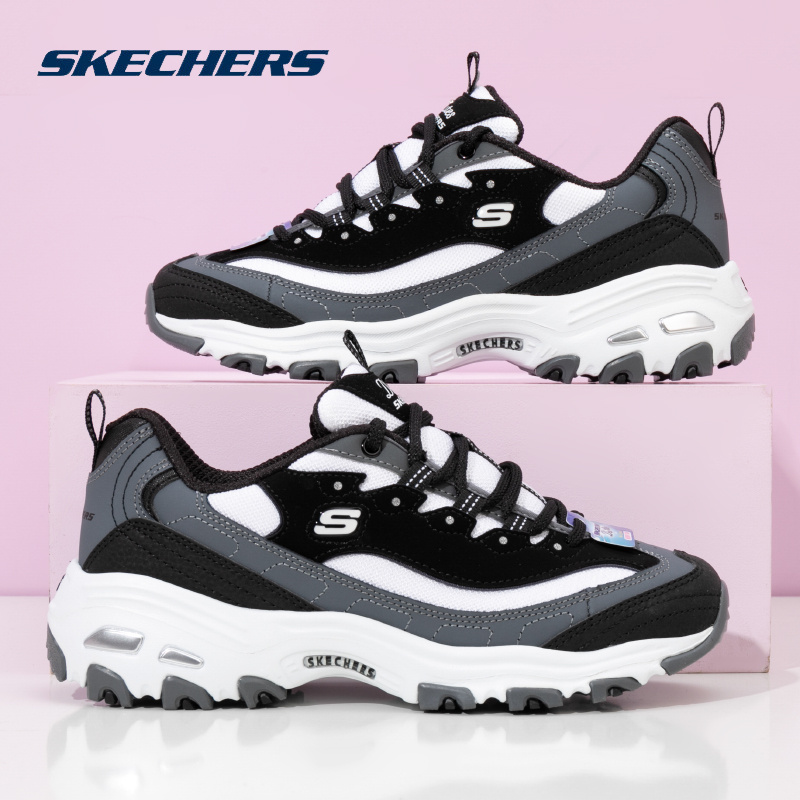 斯凯奇女鞋春秋新款运动鞋时尚潮流老爹鞋厚底显高小白鞋休闲鞋子