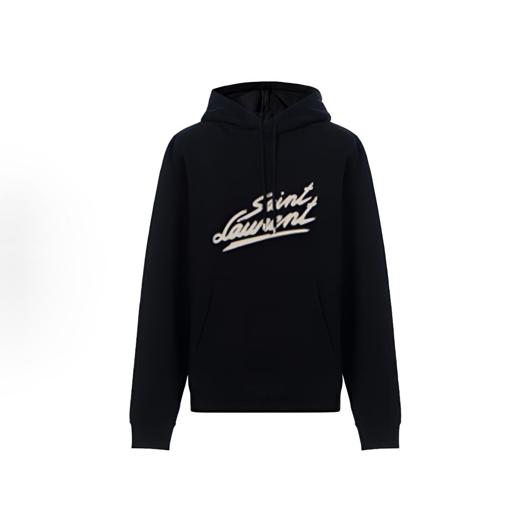 全新未使用 YSL/圣罗兰 Logo印花抽绳连帽长袖卫衣wm AH