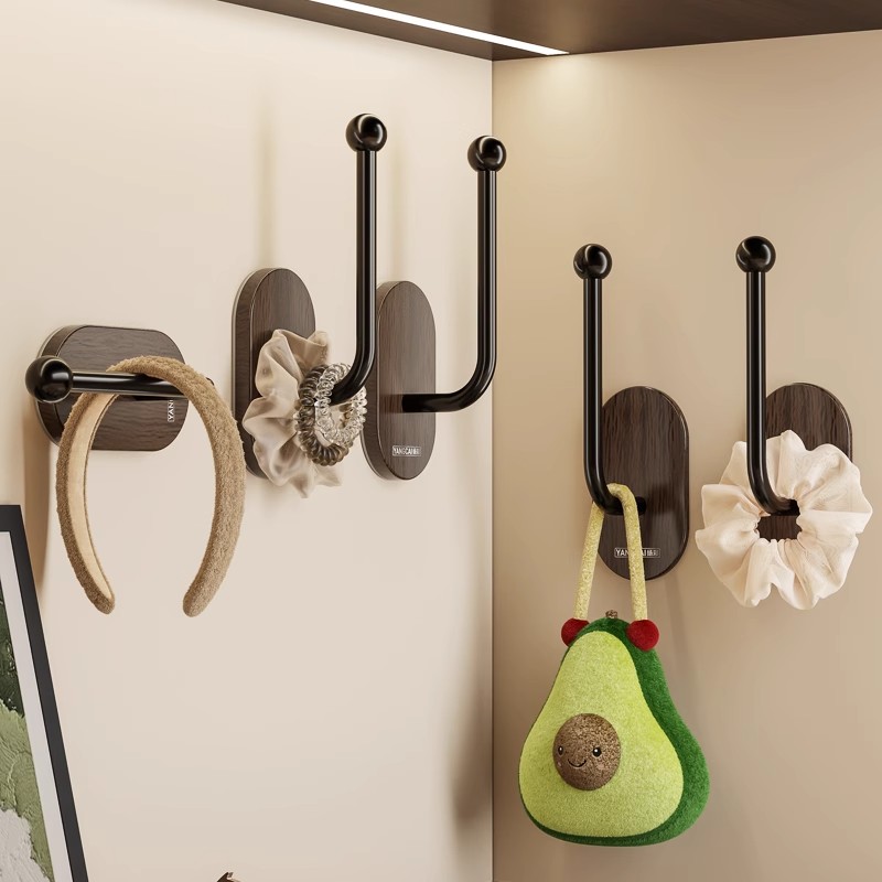 胡桃木发圈发箍发绳收纳挂钩免打孔钩子壁挂首饰发饰夹皮筋粘钩