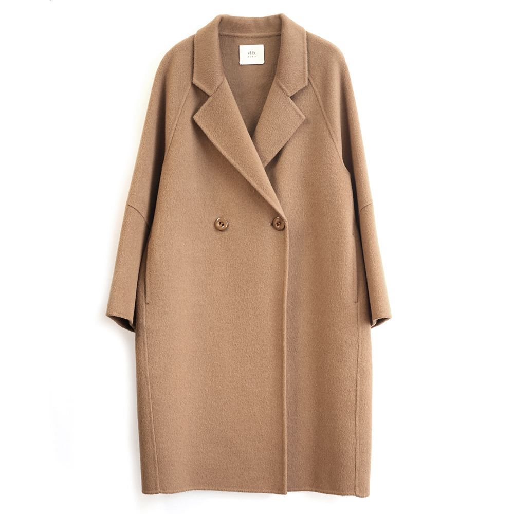 棉叙澳洲羊毛羊绒双面呢中长款大衣女秋冬气质时尚呢外套15358