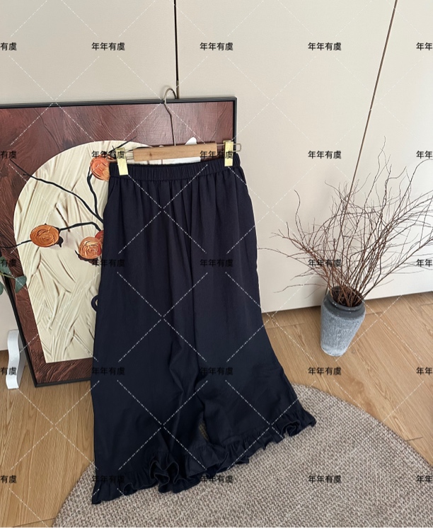 阿虞 夏至｜韩系宽松百搭显瘦花边口裙裤