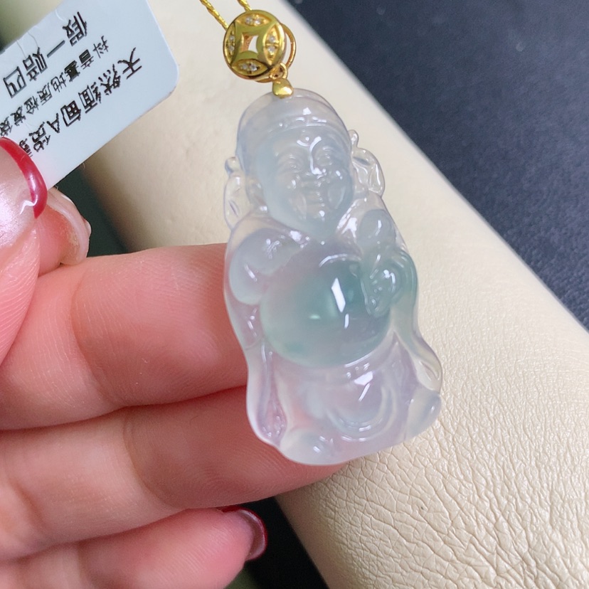 【闪购商品】翡翠颈饰18K金镶嵌财神
