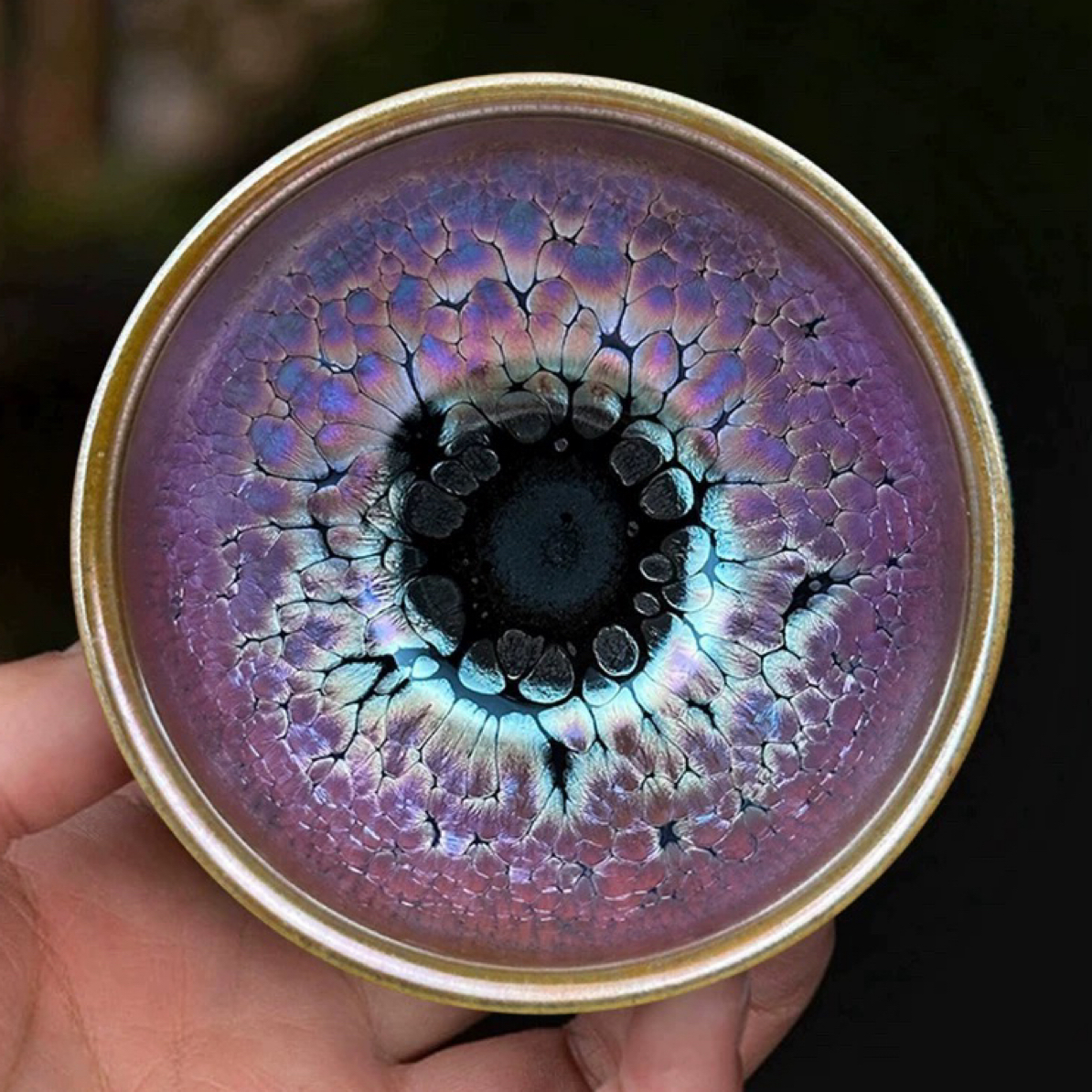 纯手工紫金花雕油滴建盏主人杯茶盏原矿铁胎将军杯礼盒装送礼首选