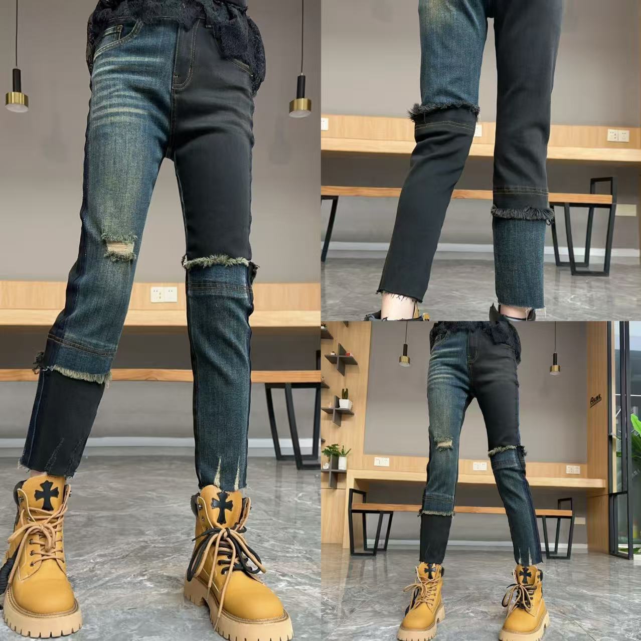 【YJ·原创】2025秋冬新款宽松百搭高弹修身牛仔显瘦烟管裤女  YK958