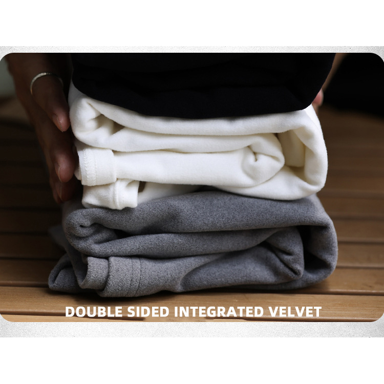 SWOT.CR/日系300g重磅高领T恤男保暖双面澳绒内搭长袖卫衣打底衫