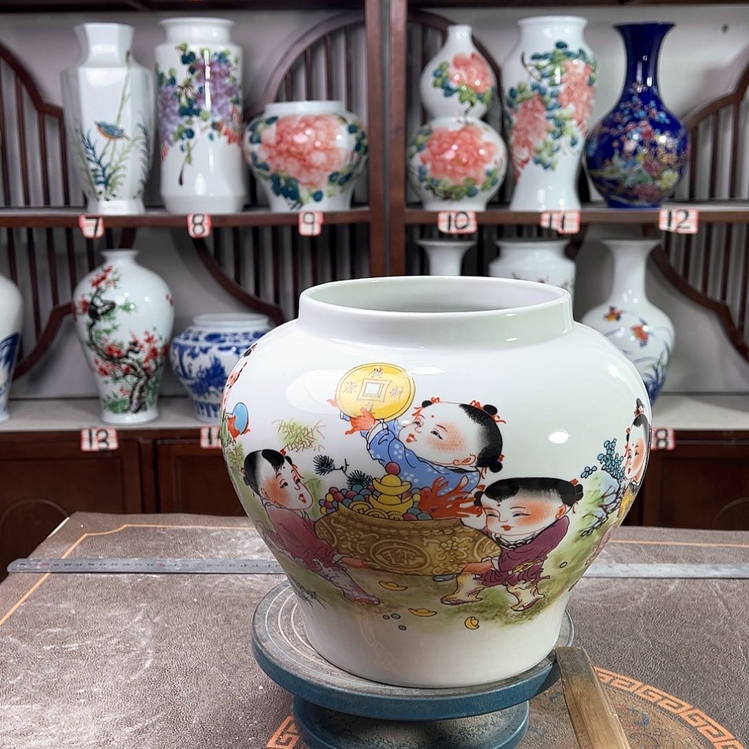 摆件陶景德镇陶瓷大口进宝