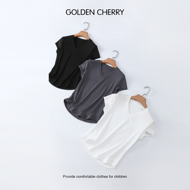 【金樱桃Golden cherry】亲子纯色圆领洋气百搭T恤6167