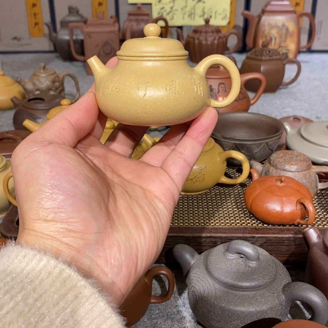 紫砂茶壶原矿本山绿泥之梨皮绿泥容天110cc