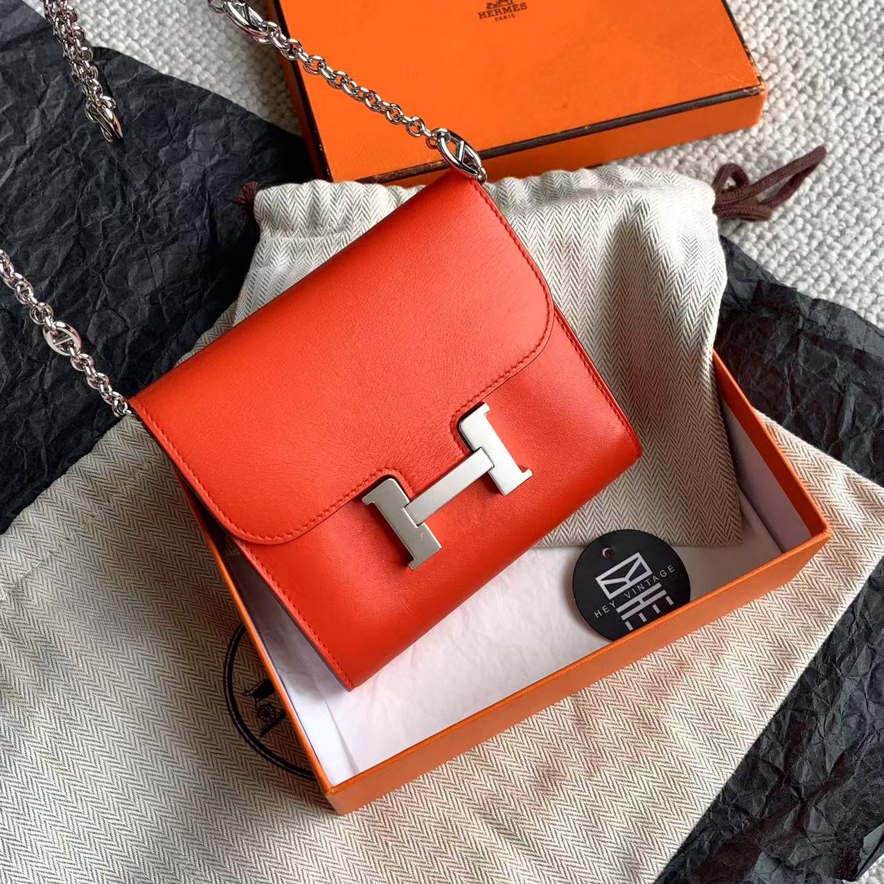 95新 Hermes/爱马仕  红色银扣康康钱包 A 刻12cm 15119269