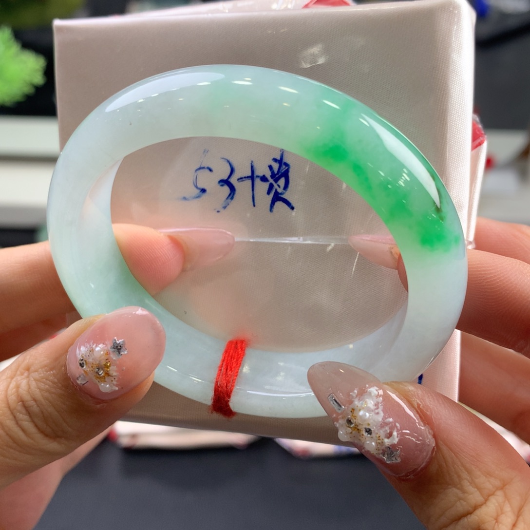 翡翠未镶嵌手镯12号53.2贵妃阳春白雪