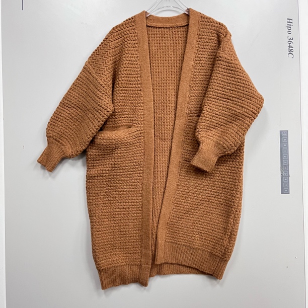 2512305重磅安哥拉纤绒宽松中长款针织开衫女25秋冬新款