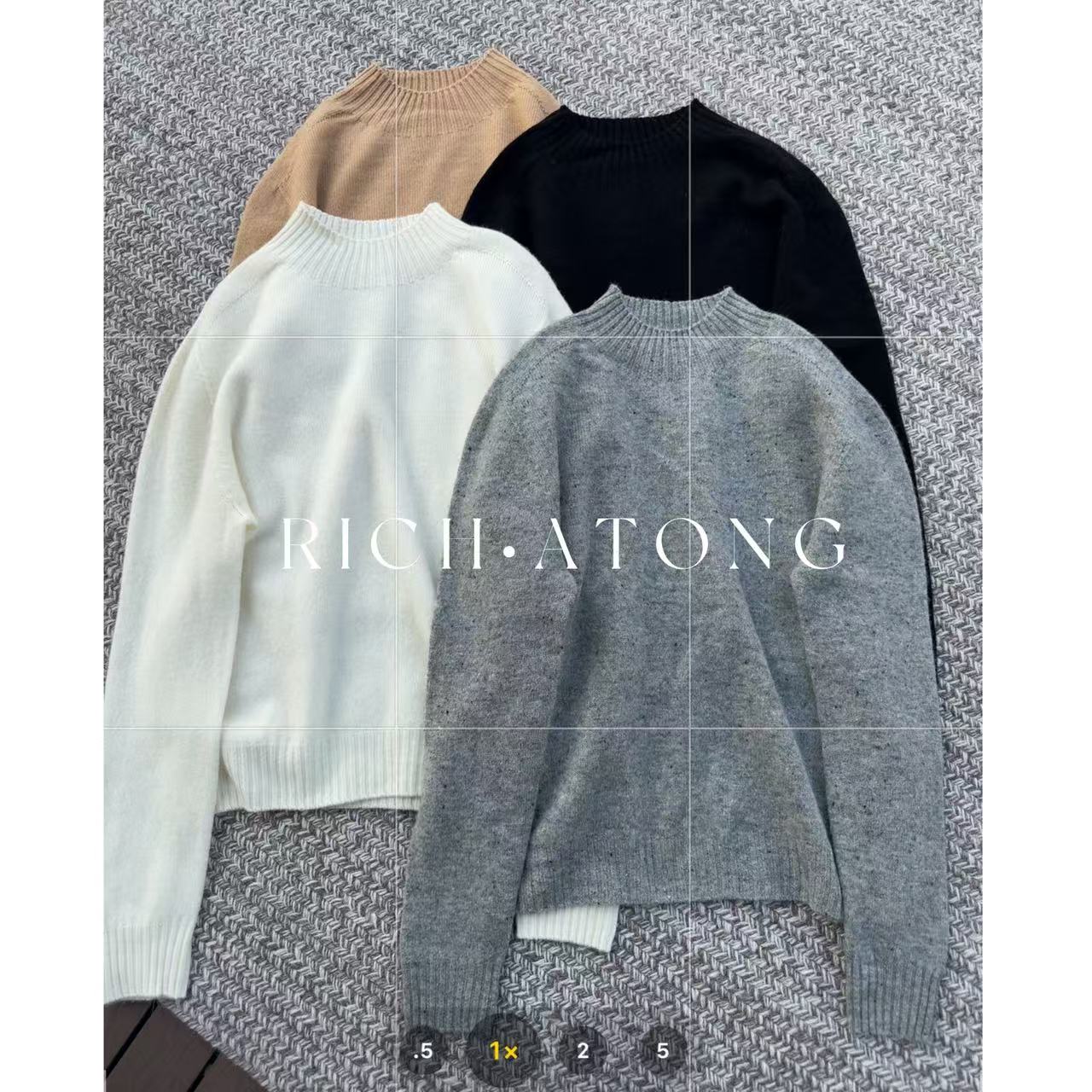 RICH ATONG.-【冬日胶片】-2025韩代款马鞍肩半高领毛衣1022-19